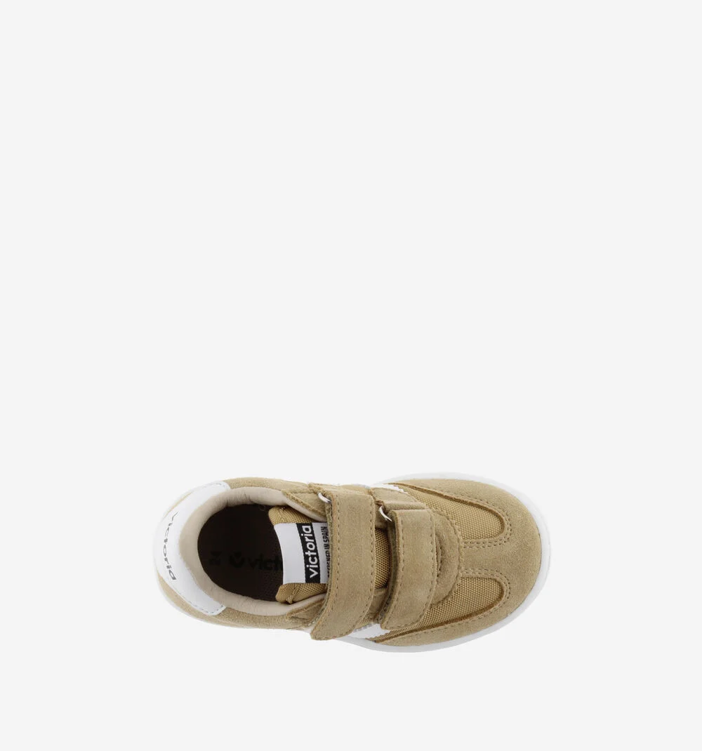 MILLAS BRIDES NYLON ET CUIR FENDU Baskets monochromes pour enfant TAUPE