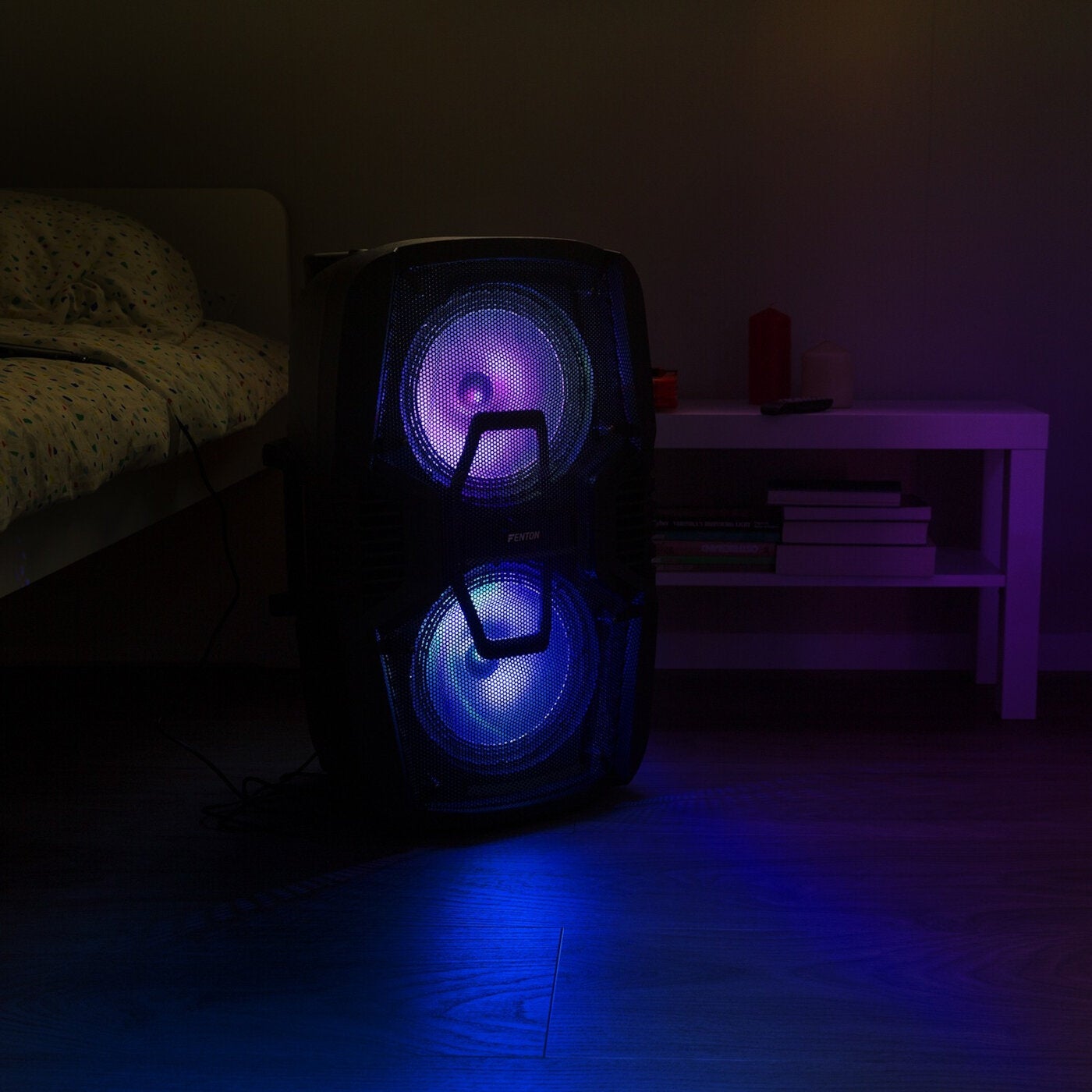 Fenton FT210LED mobiele party speaker met microfoon 2x 10 inch