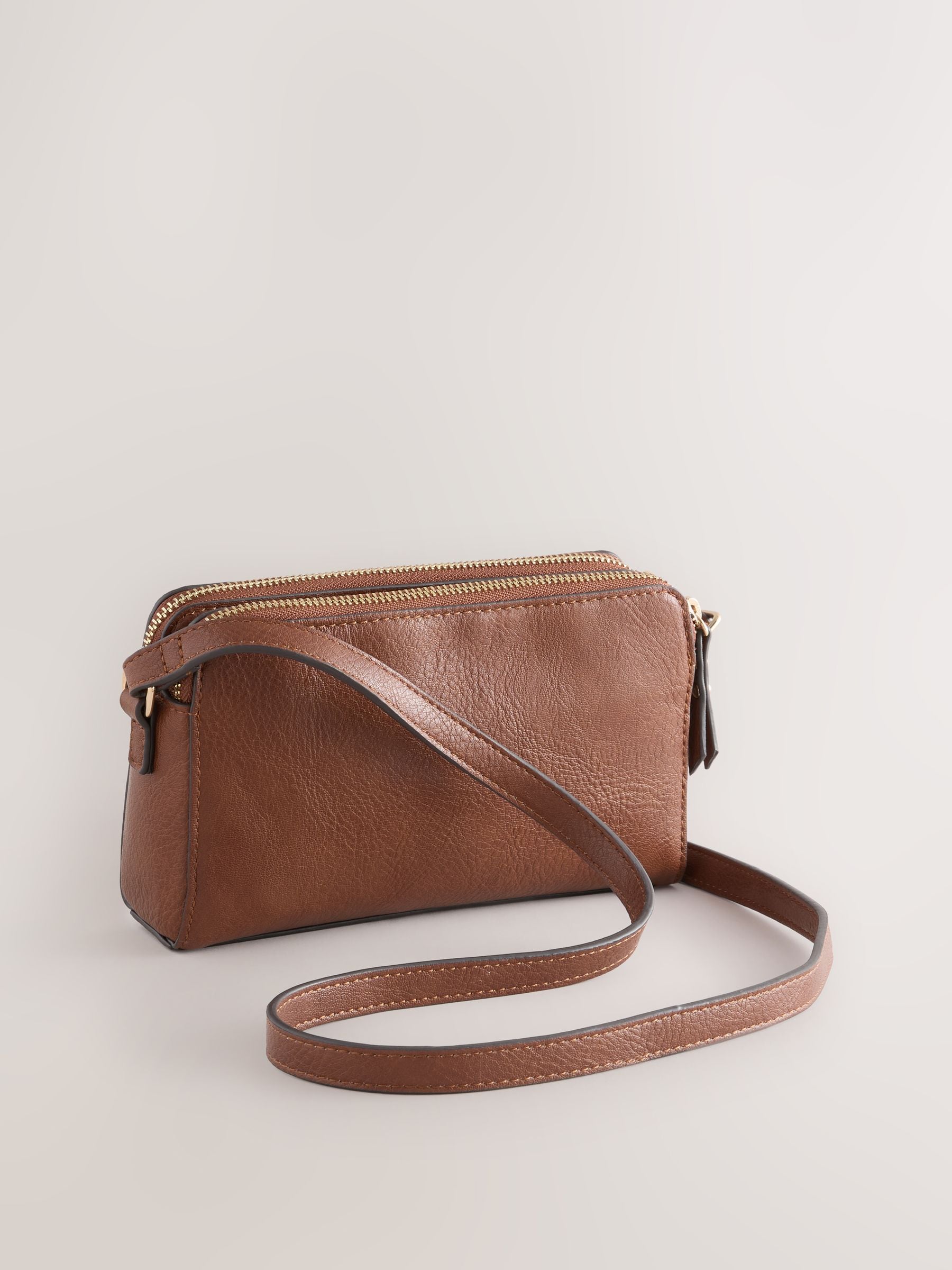 Lichtbruin - Crossbodytas met dubbele rits