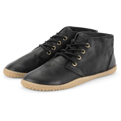 Herren-Barfußschuh Leder, Schwarz