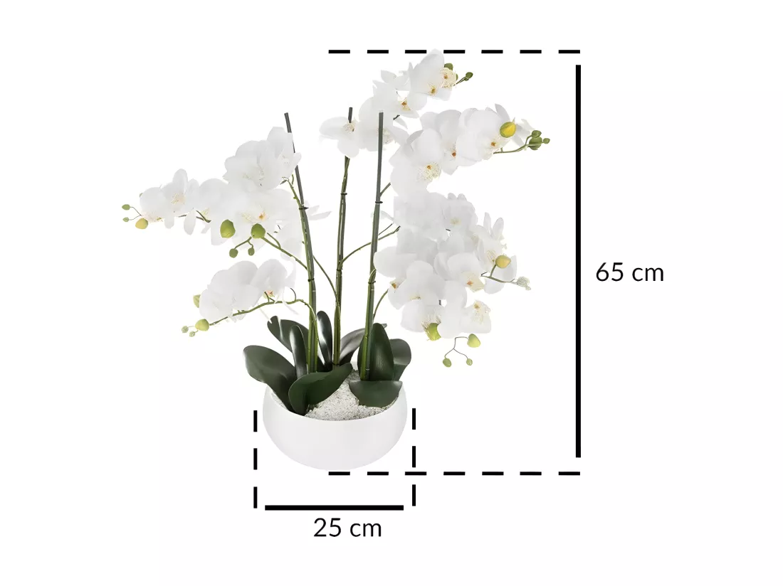 Plante artificielle Orchidée dans Pot en céramique blanche H 62 cm
