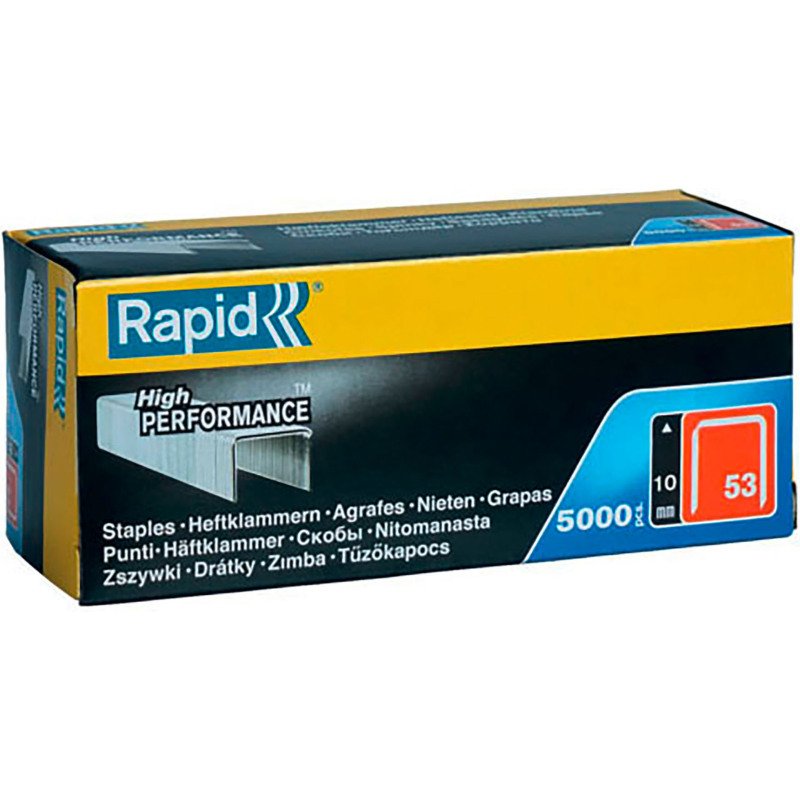Agrafes en fil fin galvanisé rapid n° 53, 10 mm, boîte de 5000