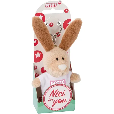 NICI Schlüsselanhänger Hase mit T-Shirt Beste Tochter 10 cm, beige
