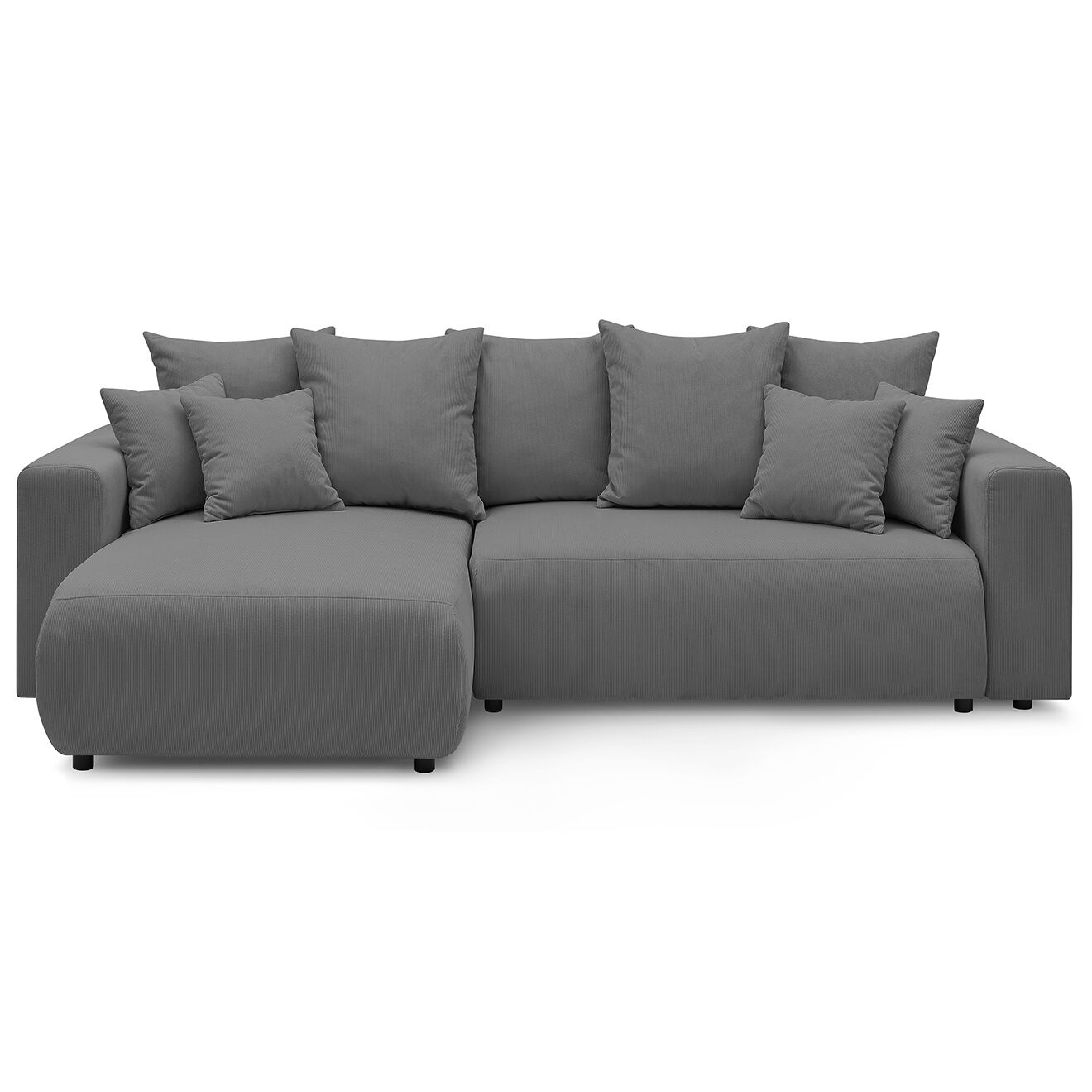 Bobochic Canapé d'angle convertible reversible velours côtelé Envy gris foncé - 282x153x95 cm