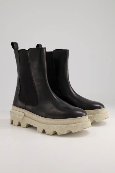Chelsea-Boots, Leder, farbige Plateausohle, Weite H