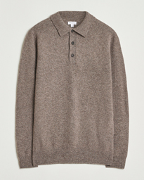 Sunspel Lambswool Poloshirt Bark