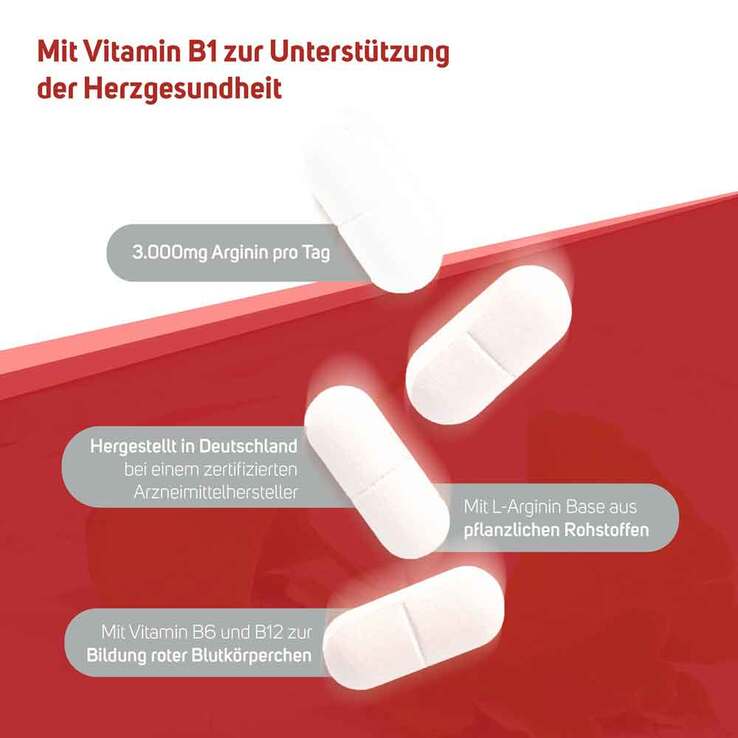 Arginin plus Vitamin B1 + B6 + B12 + Folsäure Filmtabletten , 240 St