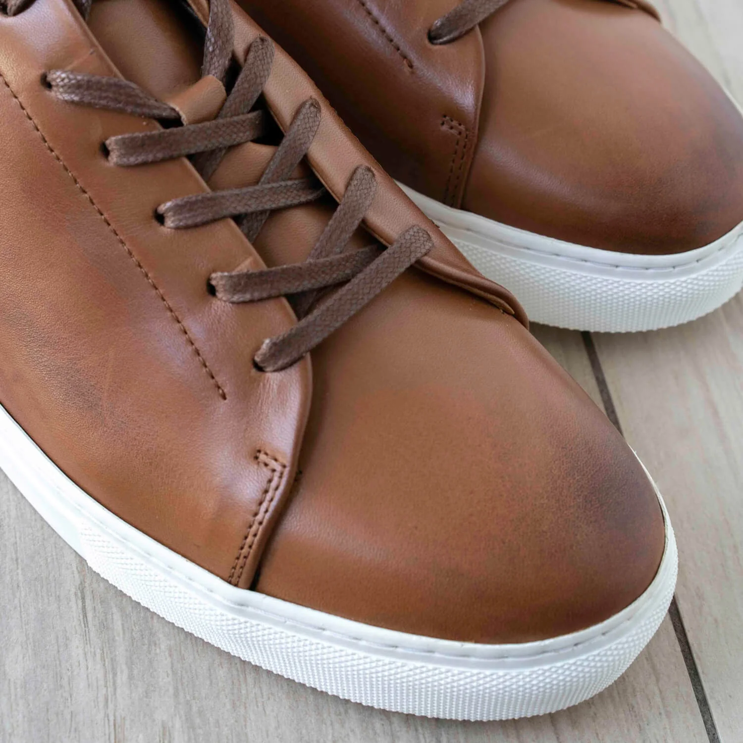 Kooper-Sneakers / Basket en cuir cognac