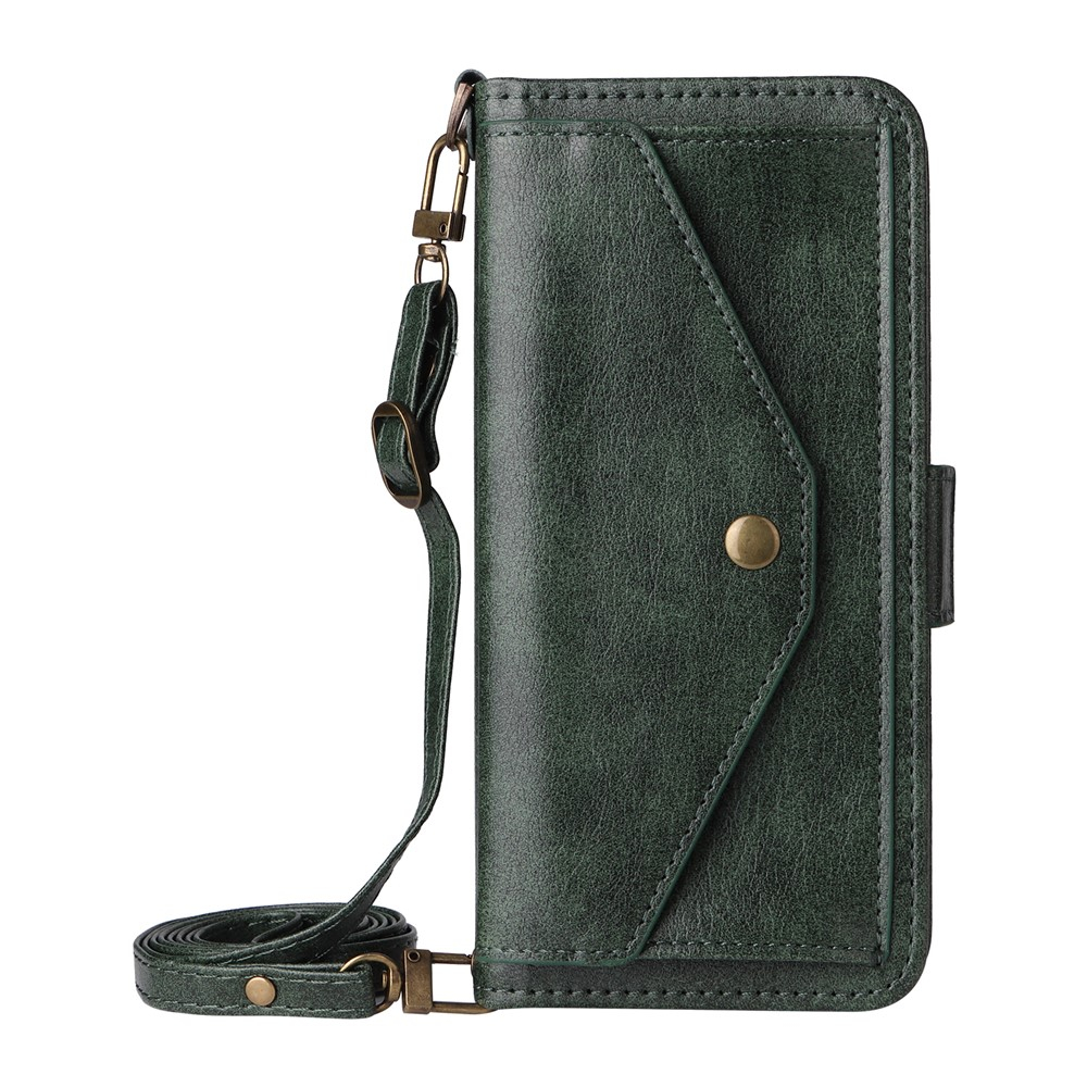 Fairphone 6 Necklace Leder Tasche Flip Cover mit Druckknopfverschluss - Schwarz