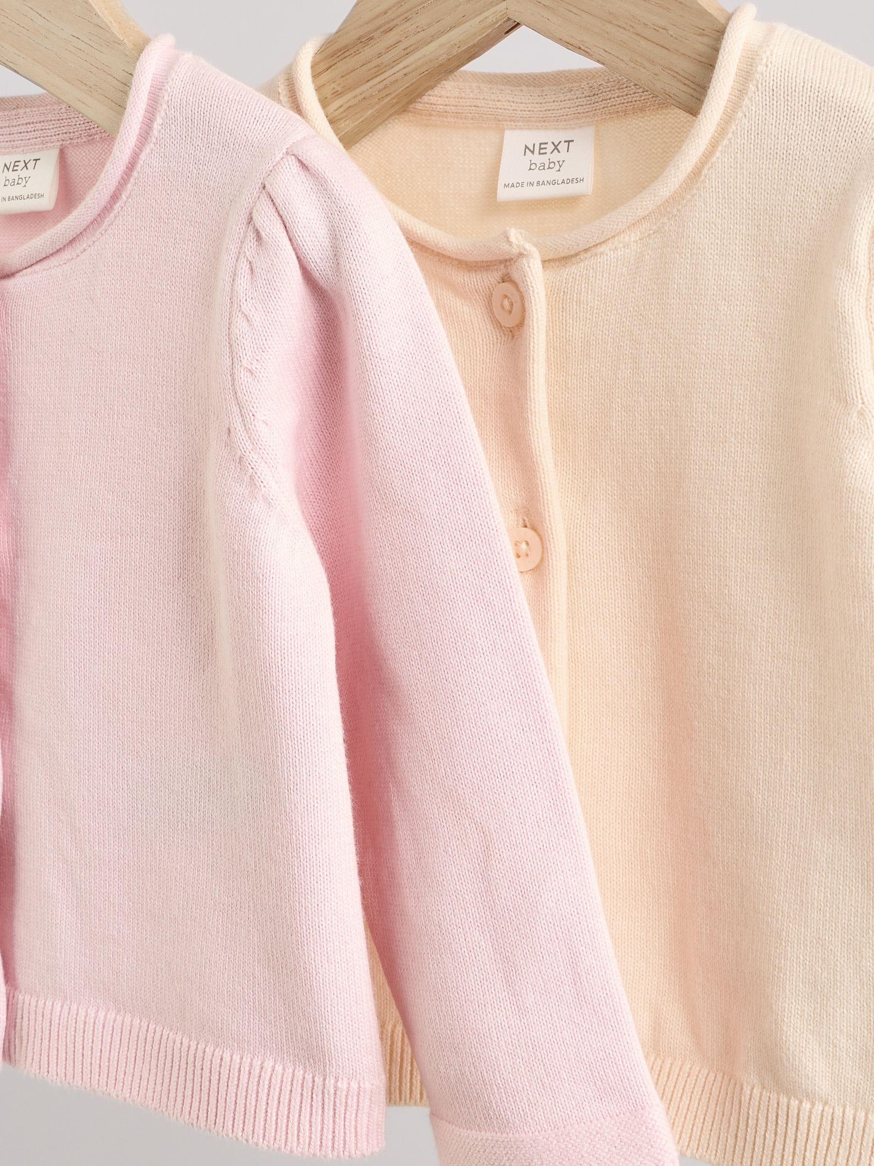 Roze/naturel - Verpakking van 2 100% katoenen vesten (0 mnd - 3 jr)