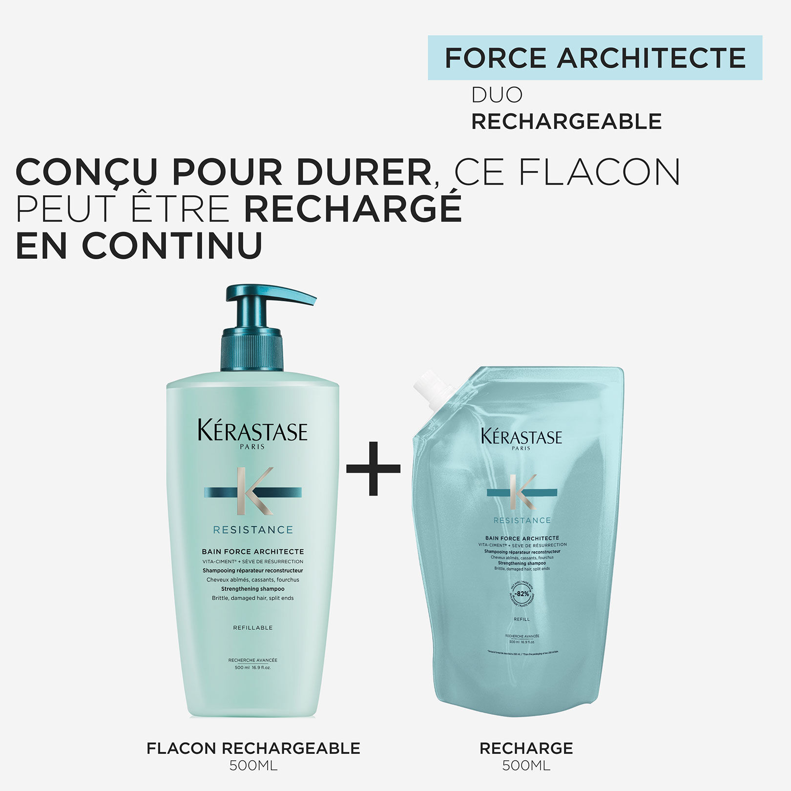 Bain Force Architecte Résistance 500 ml rechargeable