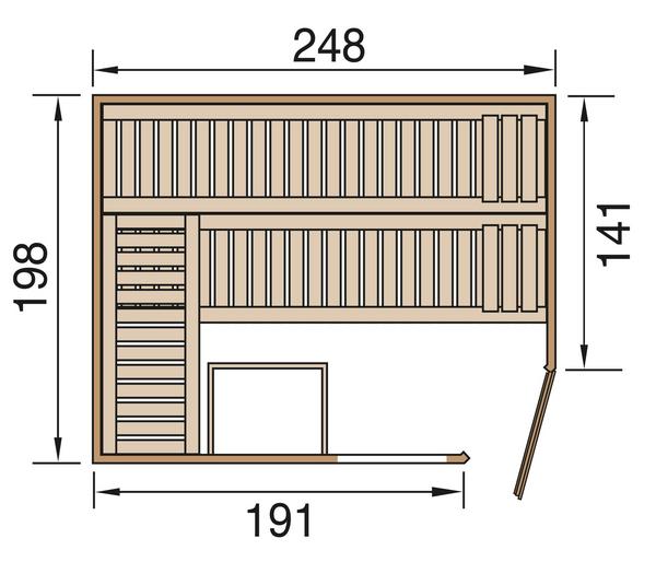 Weka Sauna Cubilis mit Glastür und Fenster