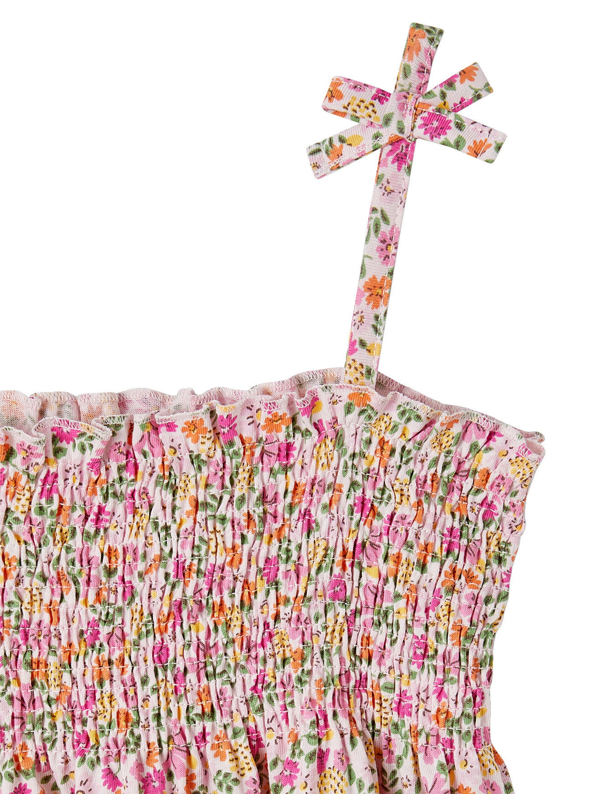 Vertbaudet Mädchen Top mit Blumenprint, gesmokt hellrosa