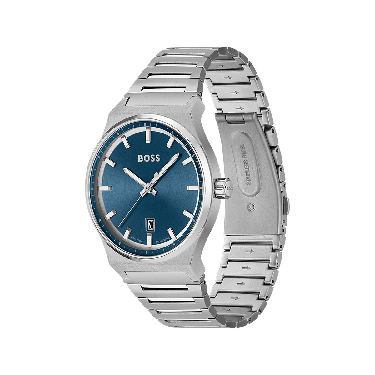 Montre BOSS sport lux homme bracelet acier argent