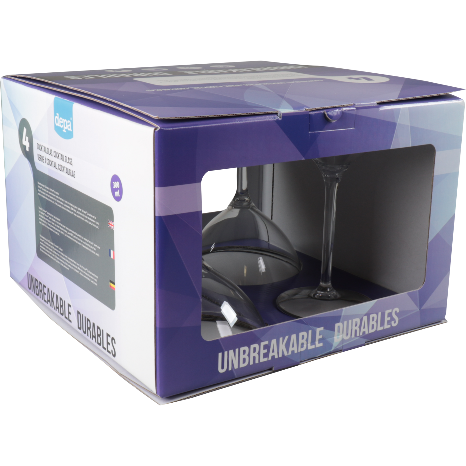 Depa Glas, cocktailglas, reusable, onbreekbaar, pETG, 300ml, transparant