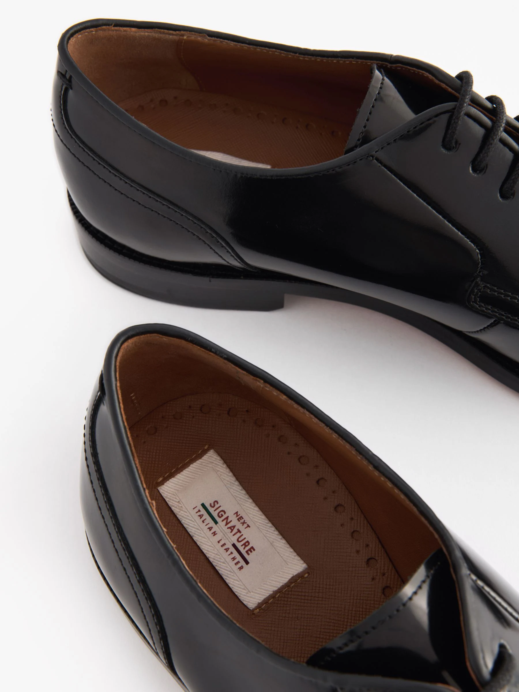 Zwart - Wijde pasvorm - Signature - Derby-schoenen met leren zool
