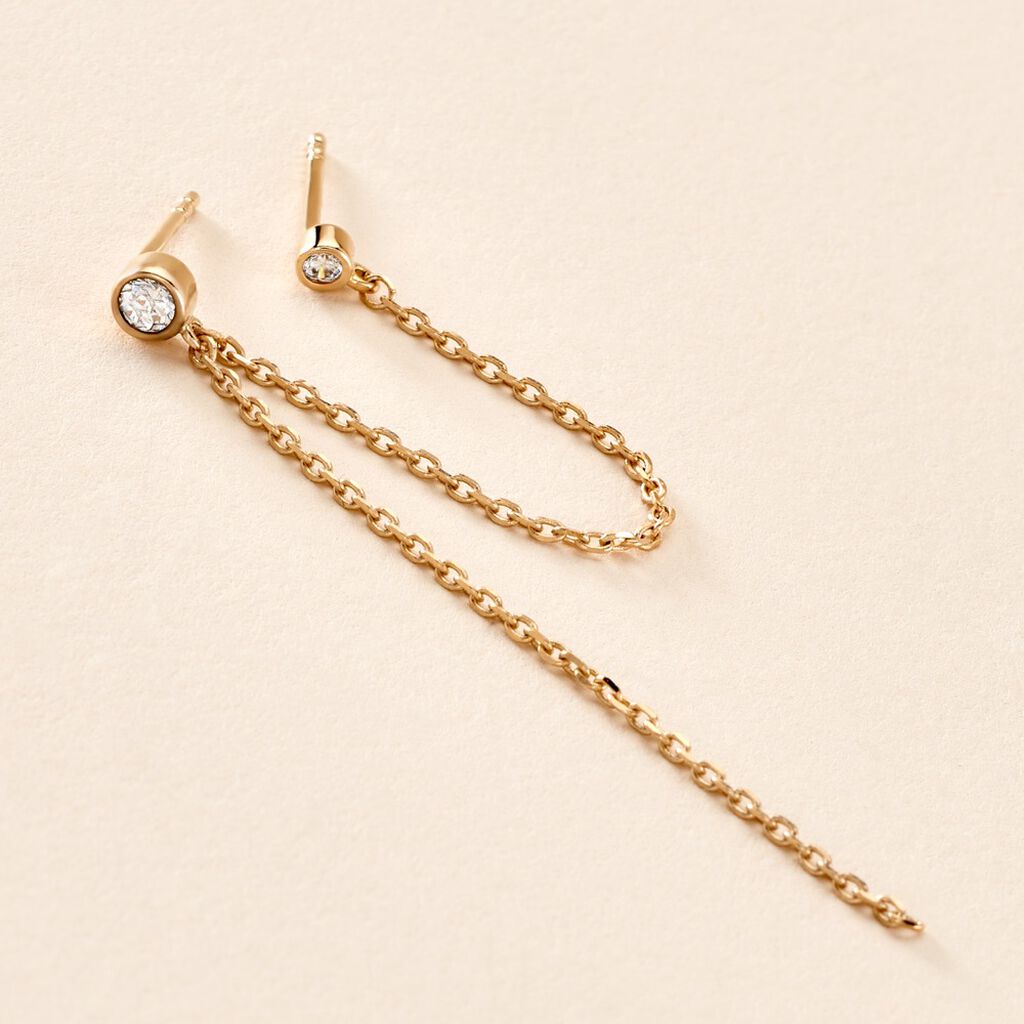 Bijoux D'oreilles Desi Plaqué Or Jaune Oxyde De Zirconium
