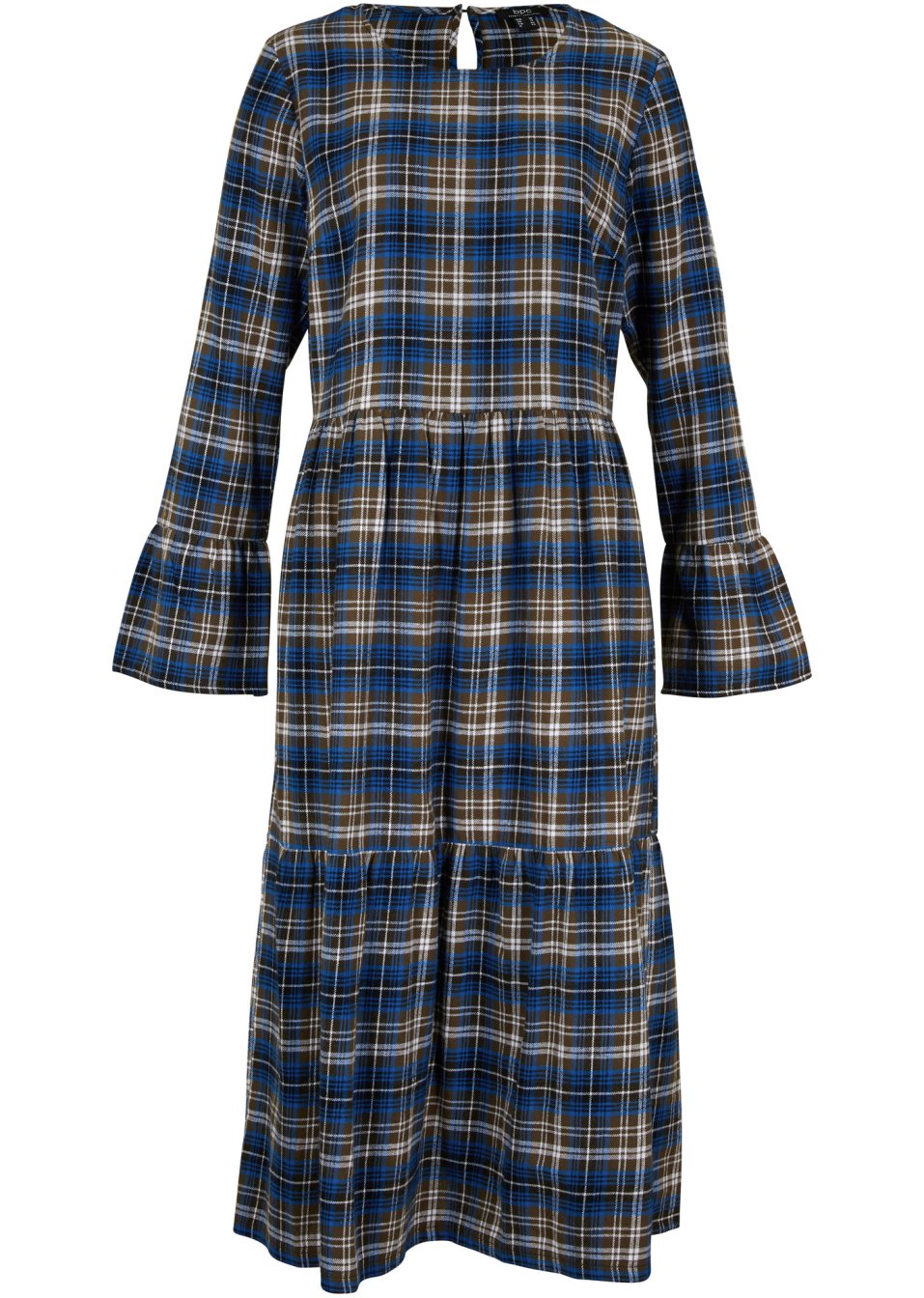 Robe midi évasée en flanelle avec volants