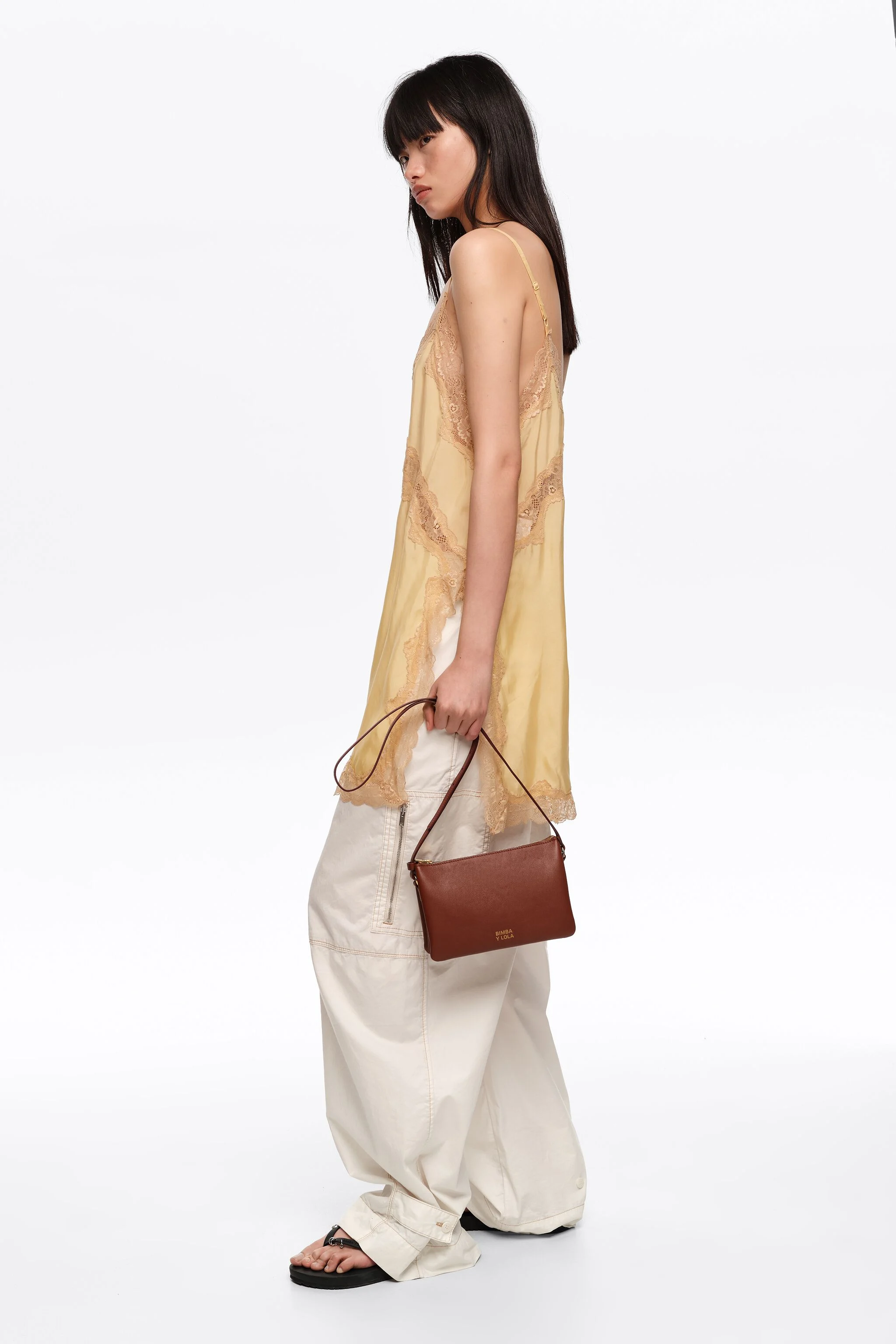 Bolsa clutch tripla mini couro cuoio escuro