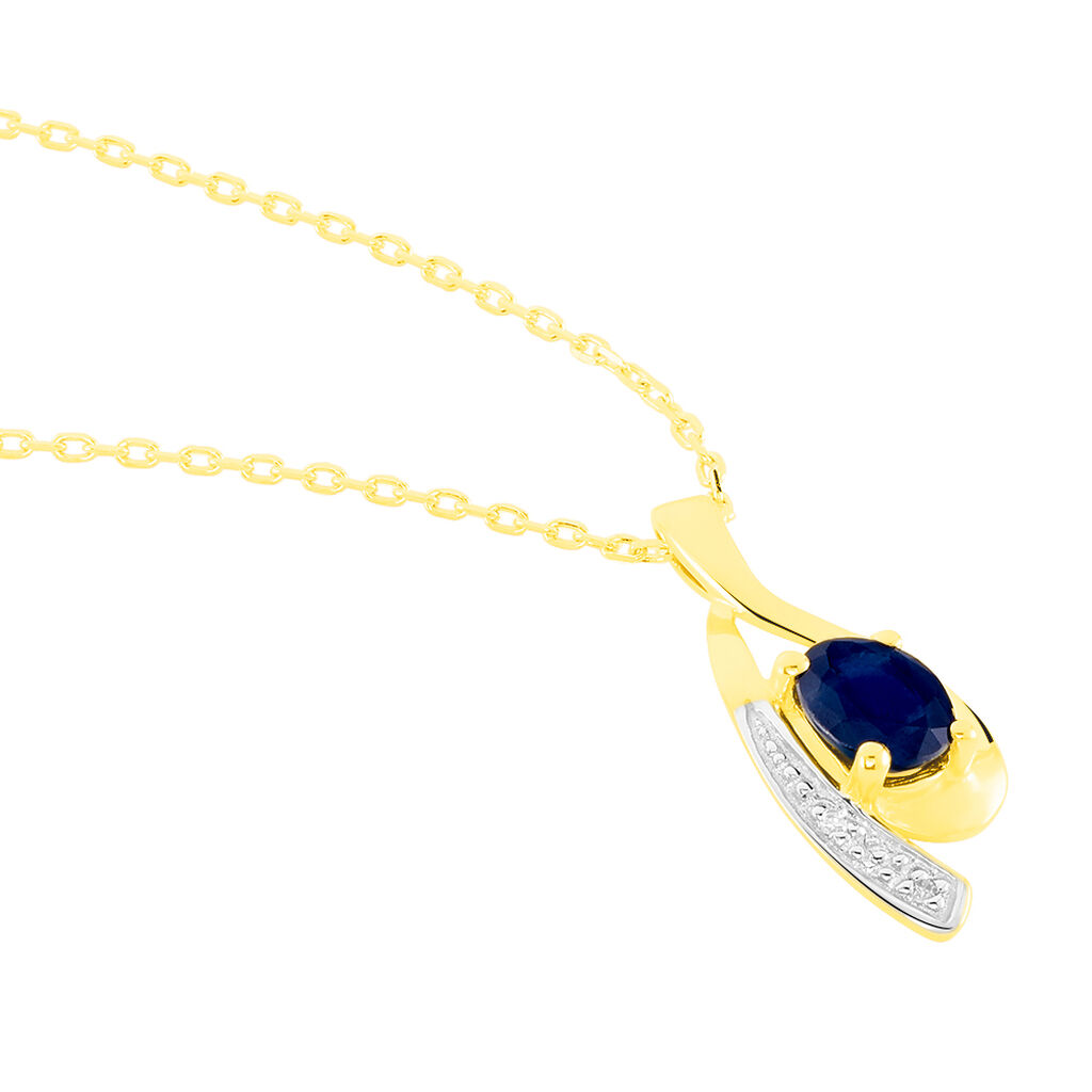 Collier Sagesse Or Jaune Saphir Et Diamant
