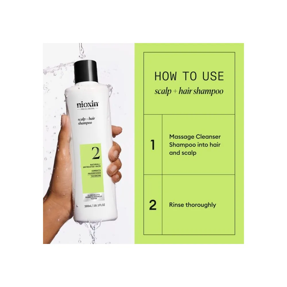 Nioxin System 2 Shampoo for Natural/Untreated Hair - 300 ml.
