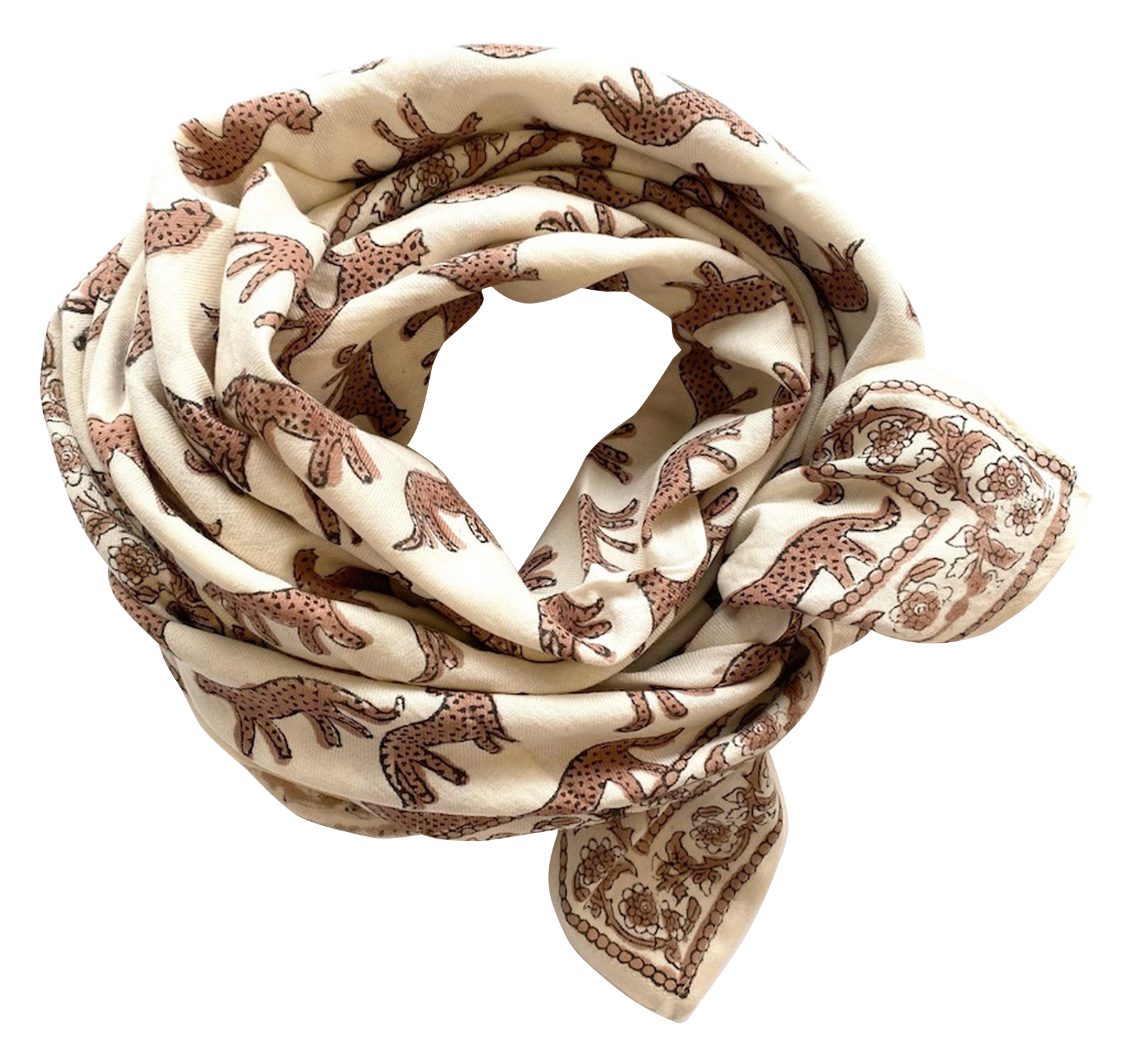 LATIKA - Foulard imprimé en coton | Blanc