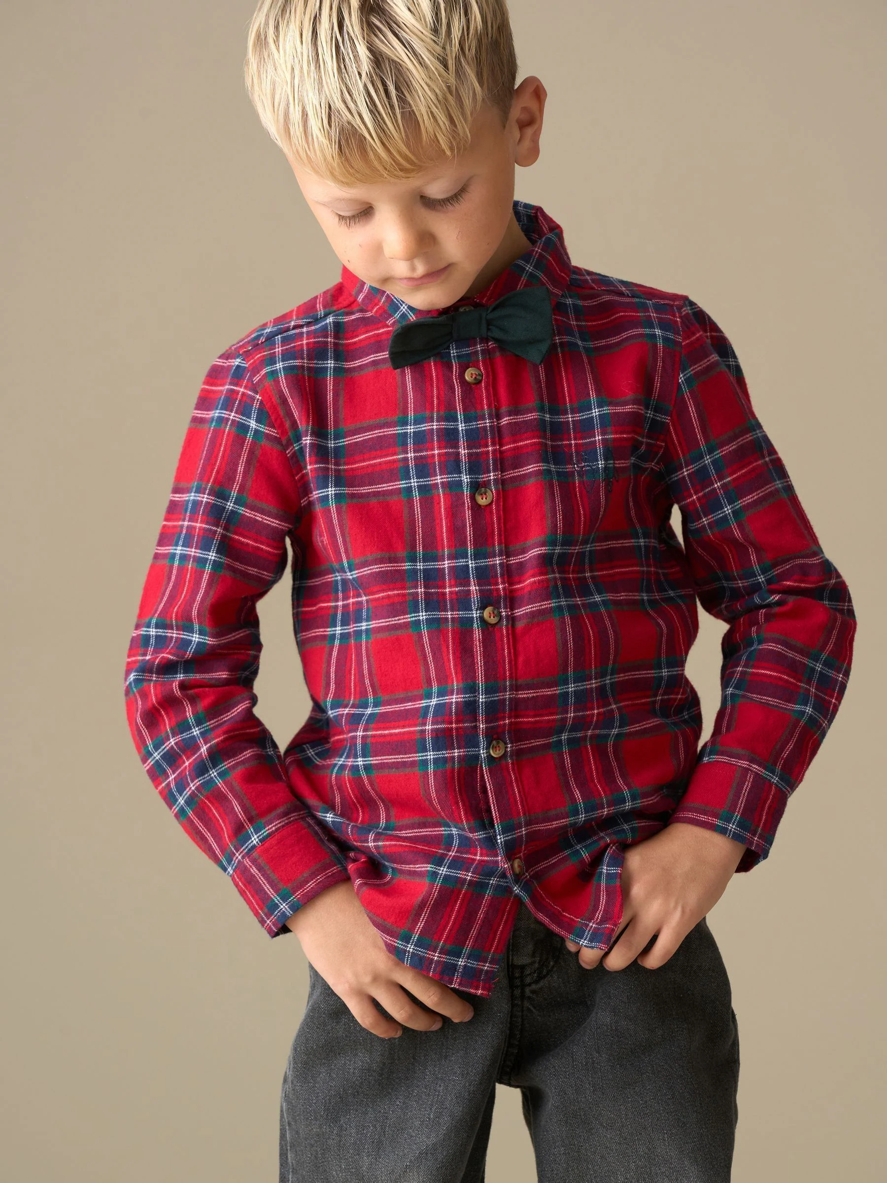 Rood - Angel & Rocket Camden Brushed Shirt With Bow Tie