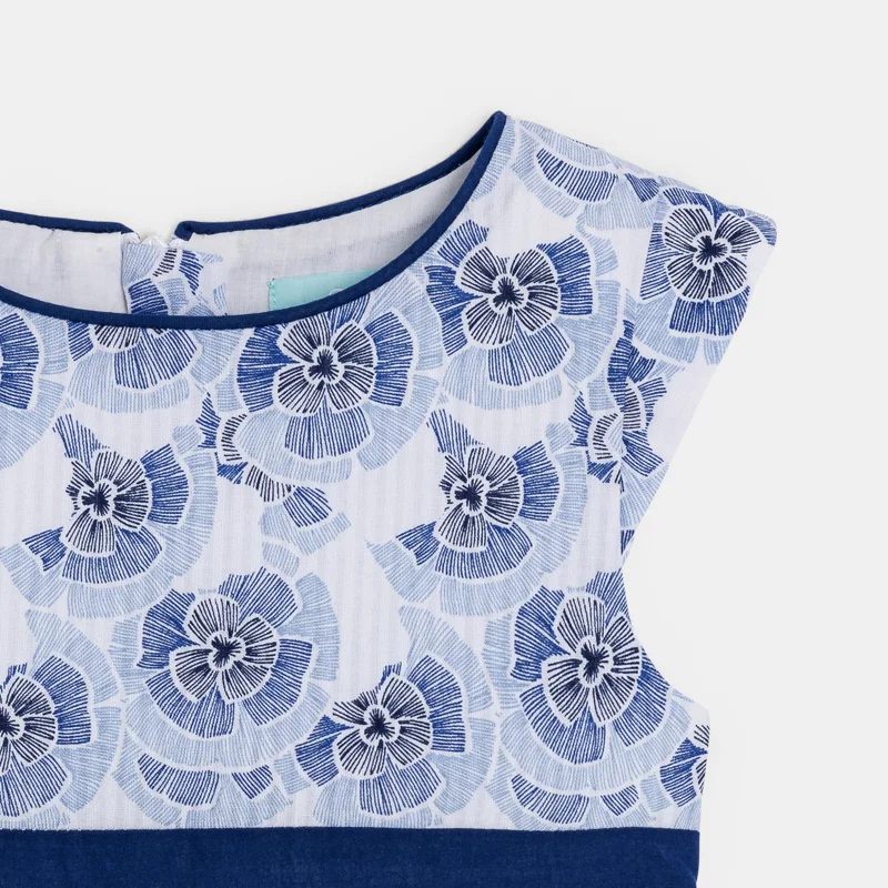 Robe chic fleurie bleu bébé fille Bleu