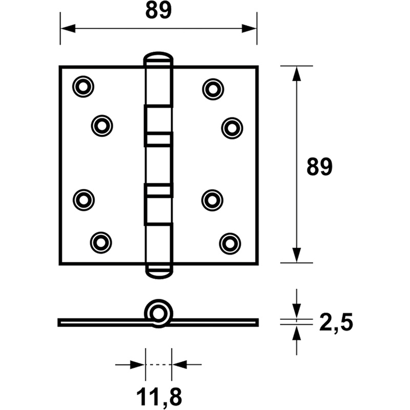 AXA kogellagerscharnier zwart 89x89mm RVS