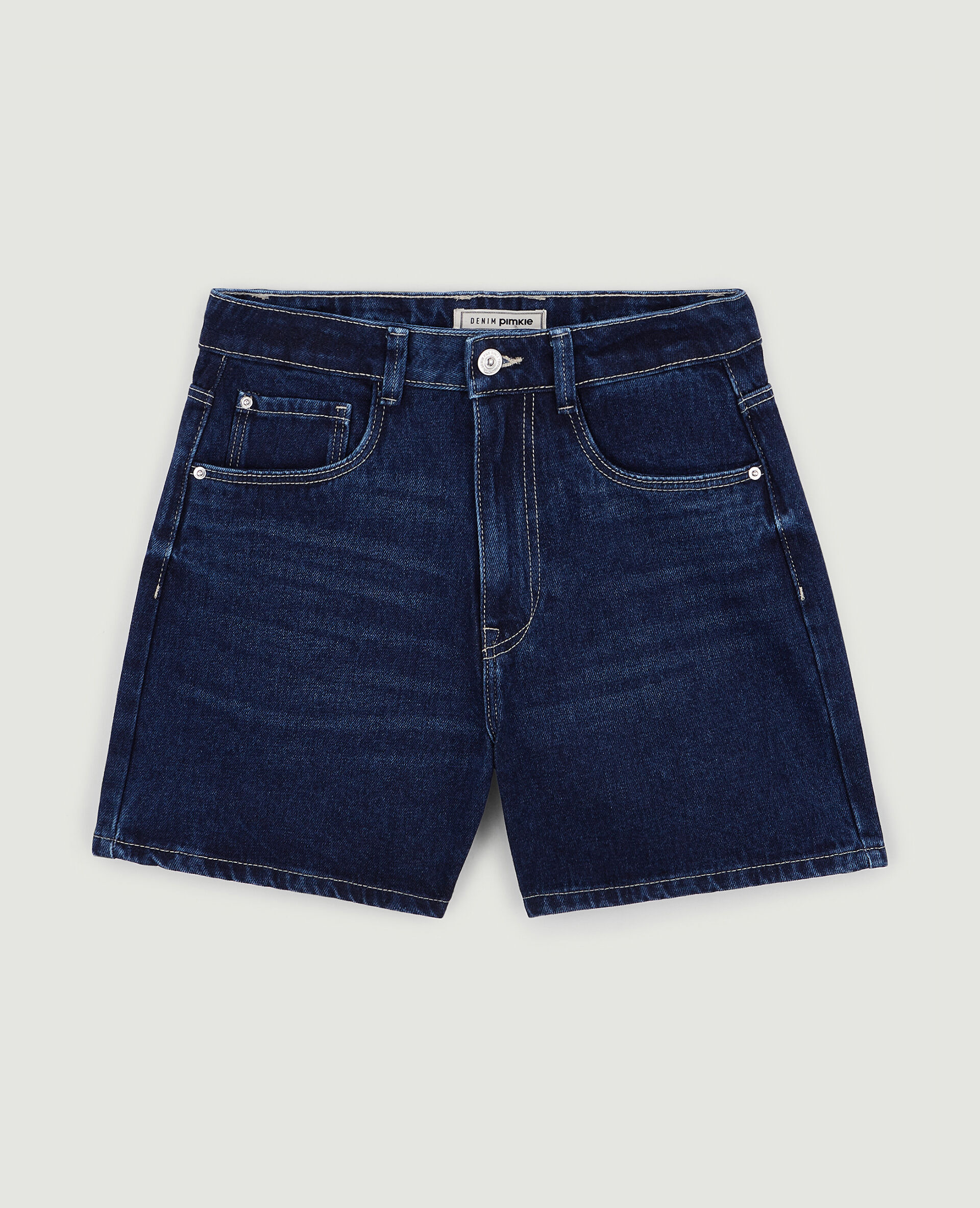 Short en jean taille haute - Bleu marine