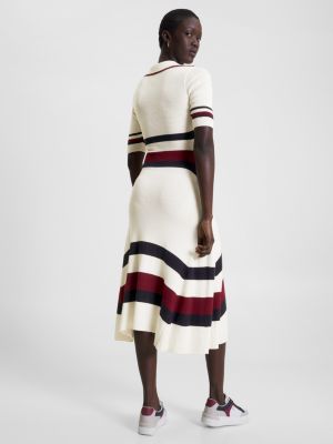 Vestido midi com listras globais