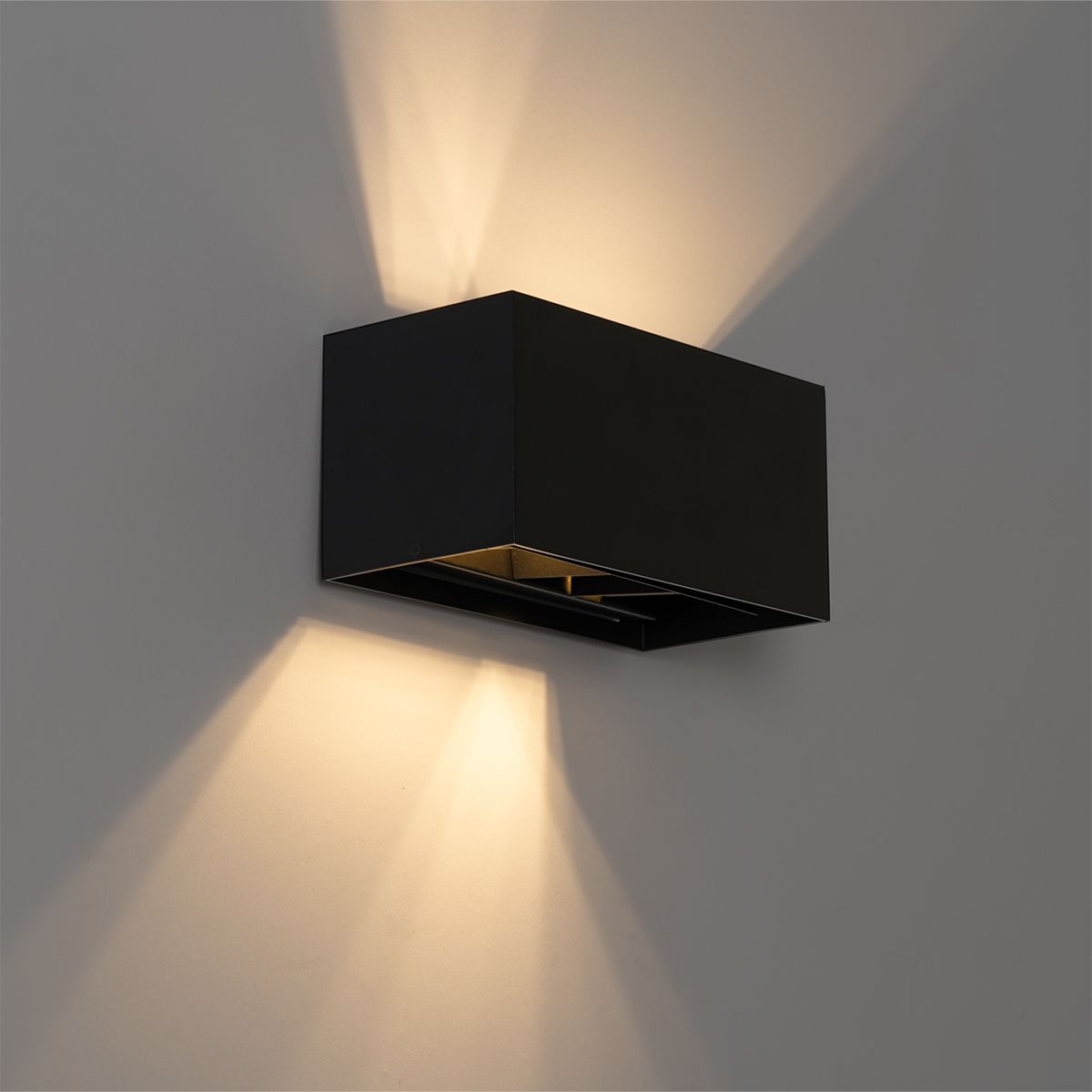 Moderne wandlamp zwart rechthoekig 2-lichts - Edwin