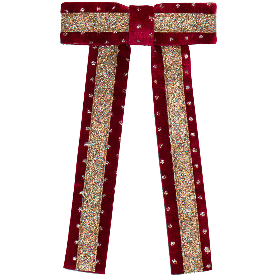 mimi & lula haarclip strik circus glitter - red