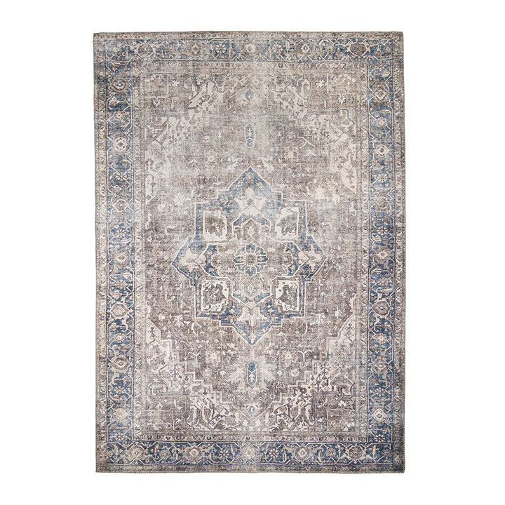 Vintage vloerkleed - Lugan Taupe/Blauw | Ruim assortiment