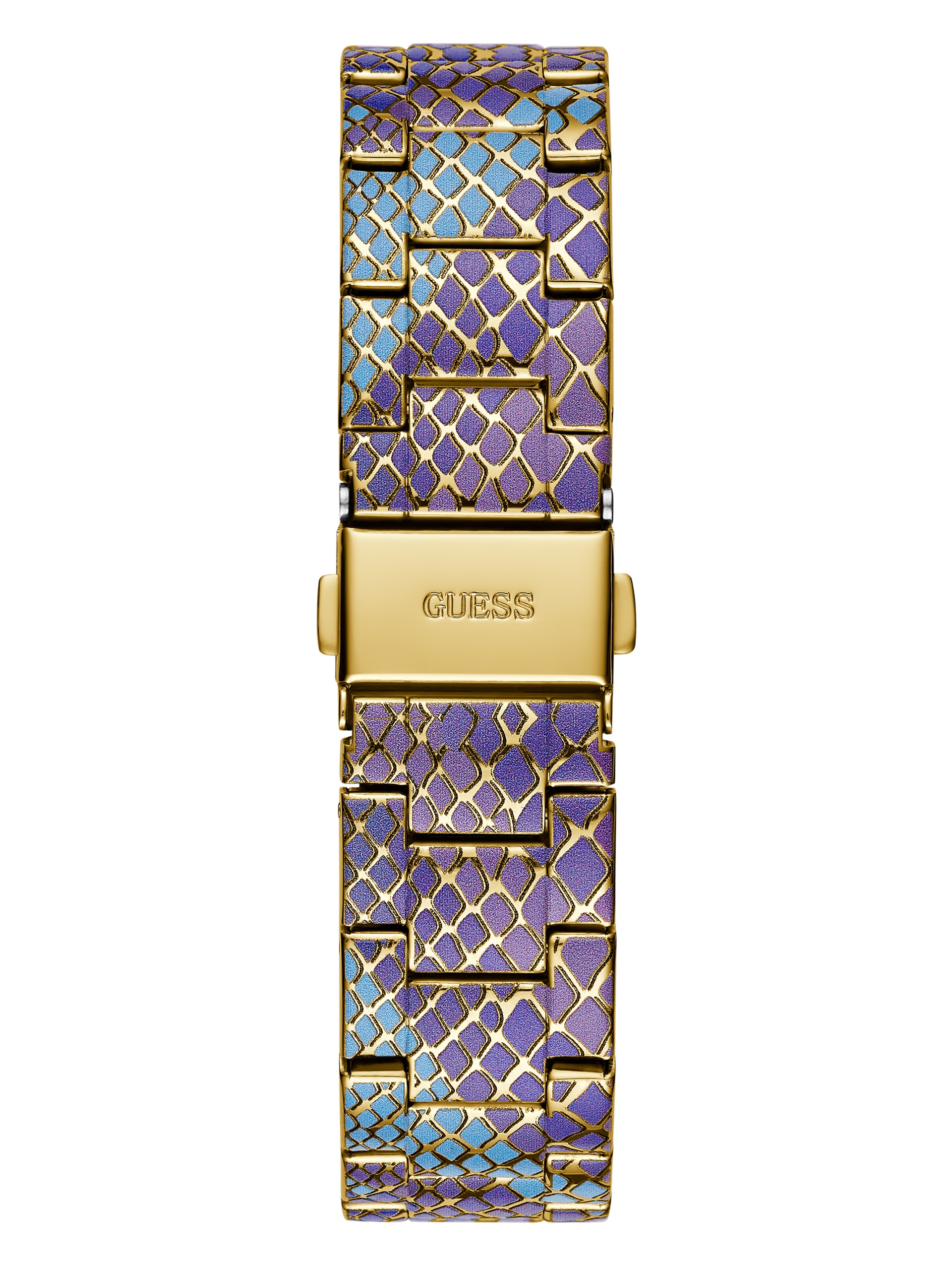 Relógio multifuncional dourado estampado