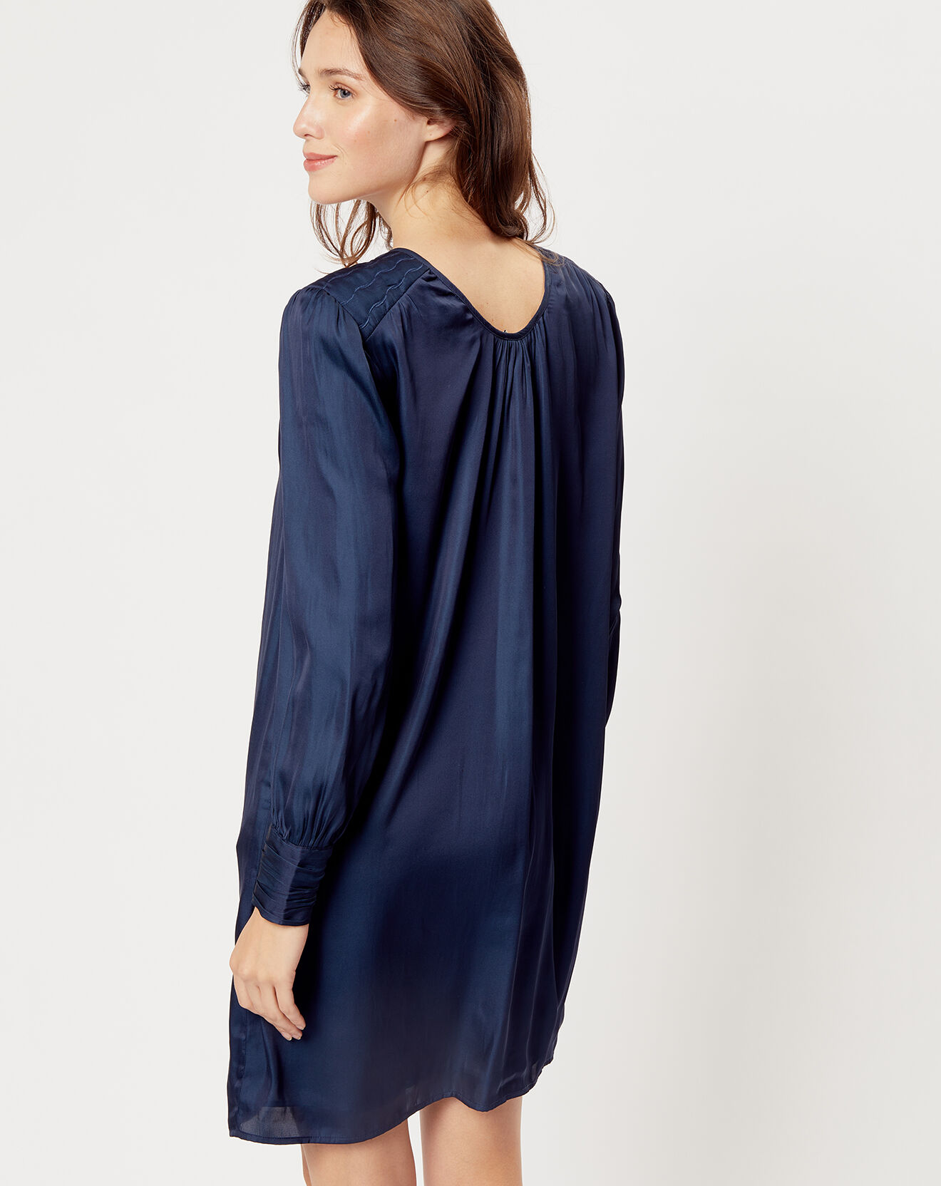 See u Soon Robe satinée Giulia bleu marine