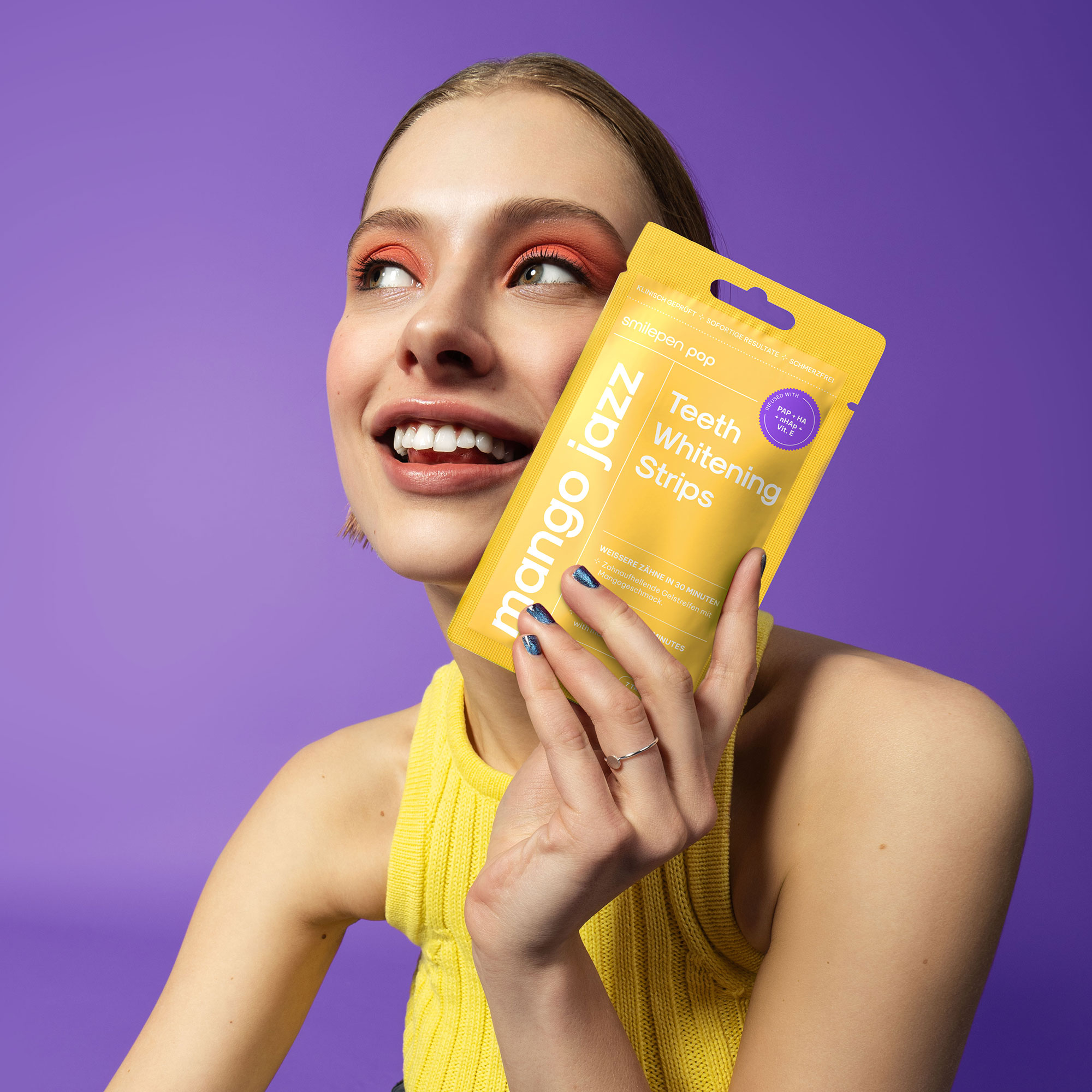 (14er Set) Zahnbleaching Pop Whitening Strips zur Zahnaufhellung (SPCWSMA) - Mango Jazz