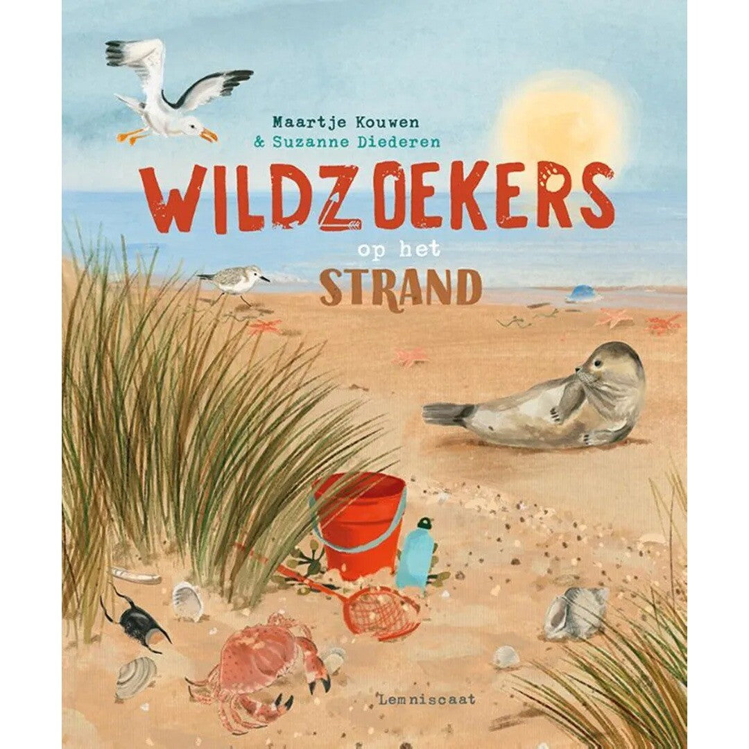 Uitgeverij lemniscaat wildzoekers op het strand