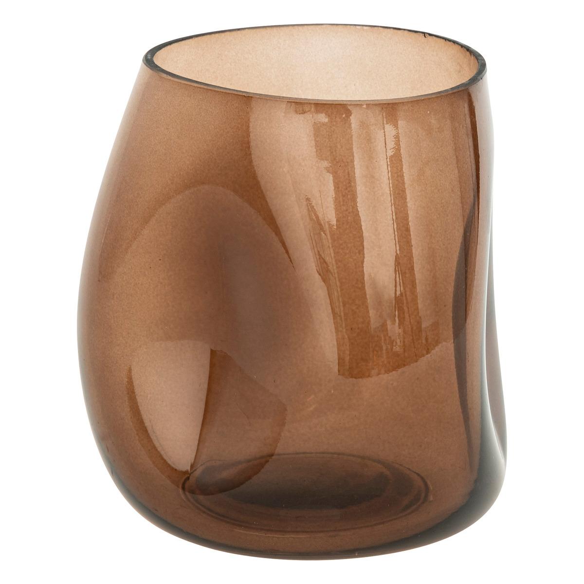 VASE DESTRUCTURE BRAVI VERRE MARRON H.16CM