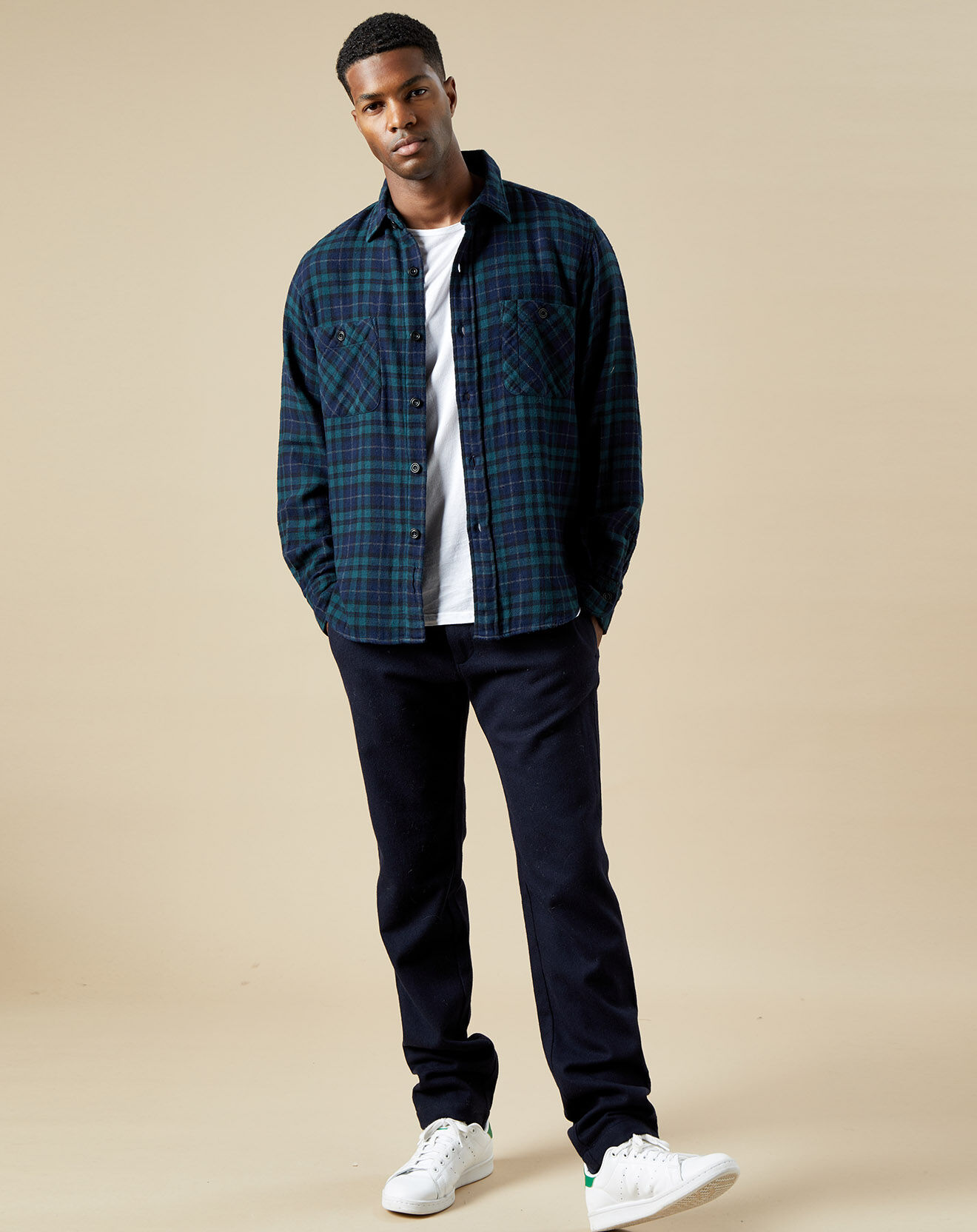 Hartford Surchemise en Flanelle slim Percey navy/vert/marron