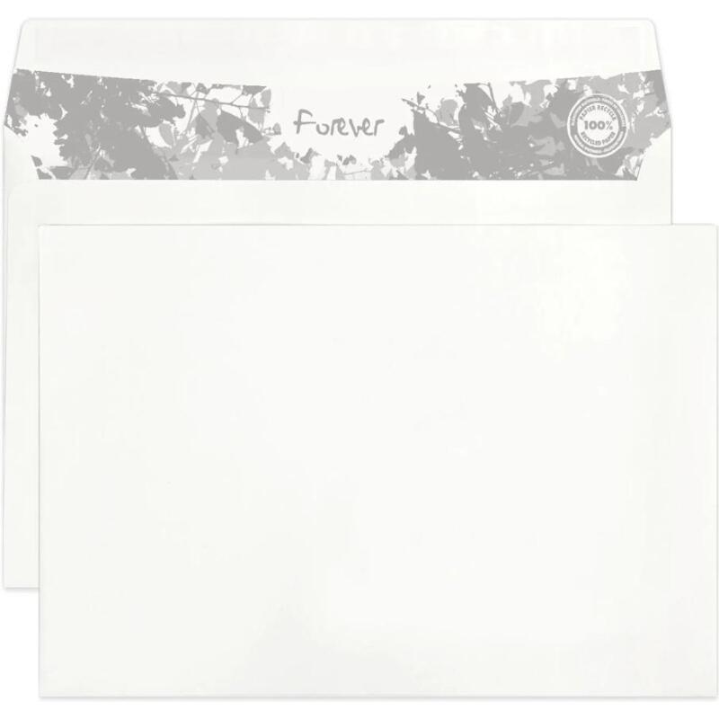 Enveloppe Forever blanche 100% recyclée 80 g/m² auto-adhésive avec bande de protection - Boîte de 500