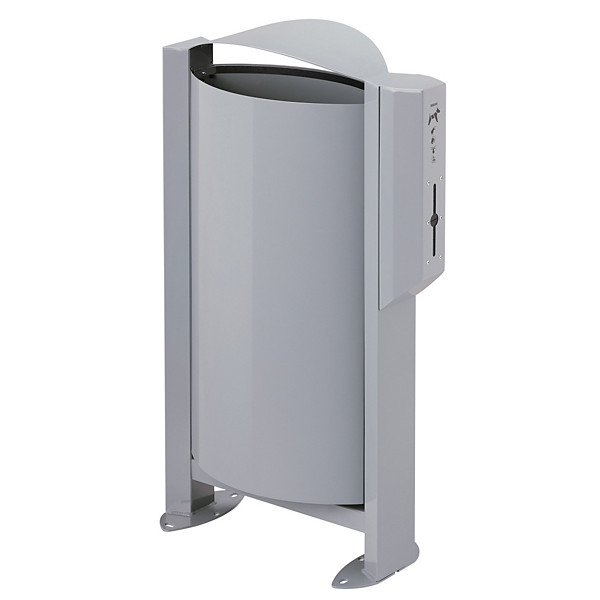 ROSSIGNOL Corbeille sur pied arkea canin avec distributeur de 200 sacs - 60 L - gris metal