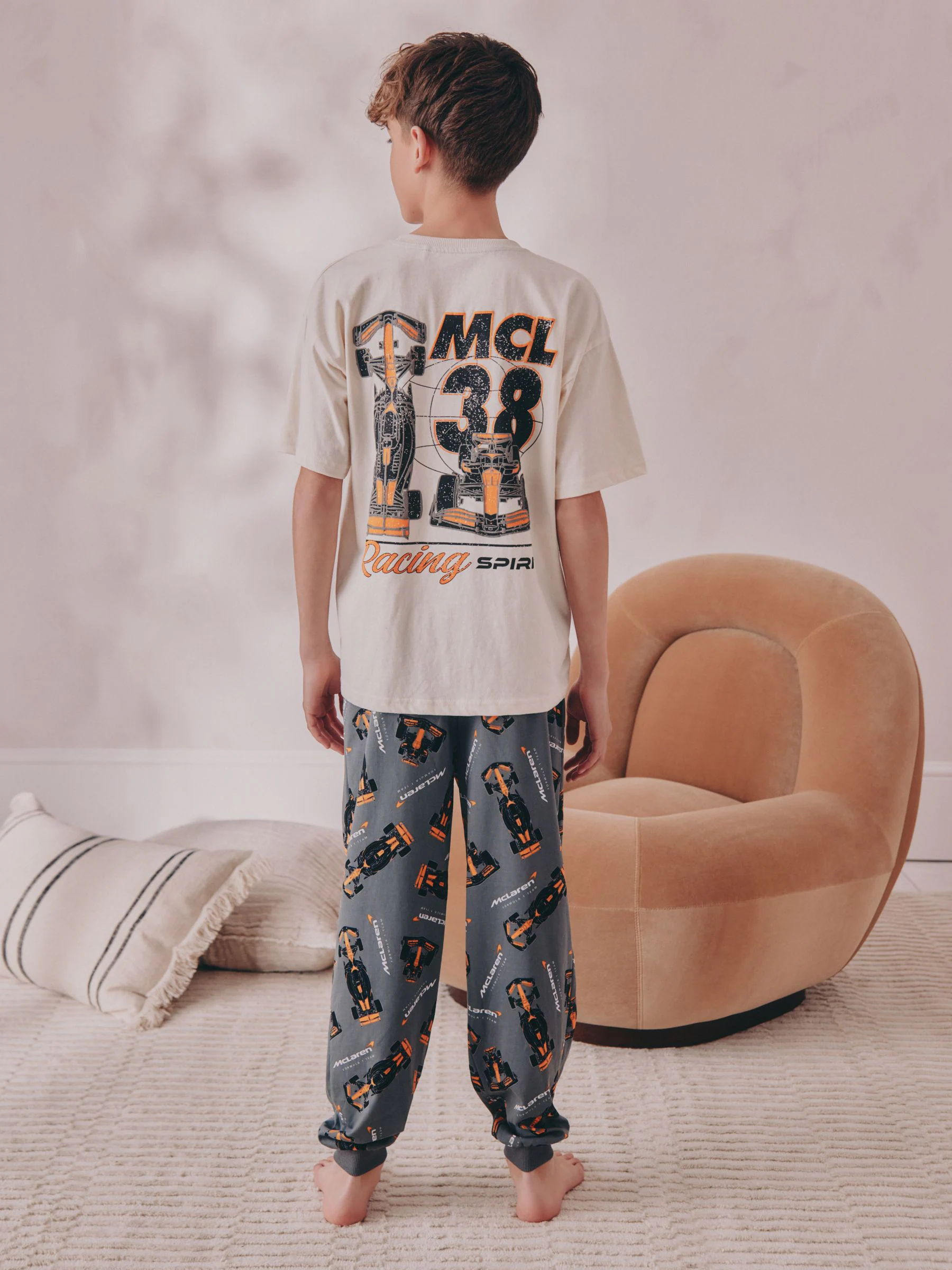 Zwart/crème McLaren - Enkele licentie 100% katoenen pyjama's (3-16jaar)