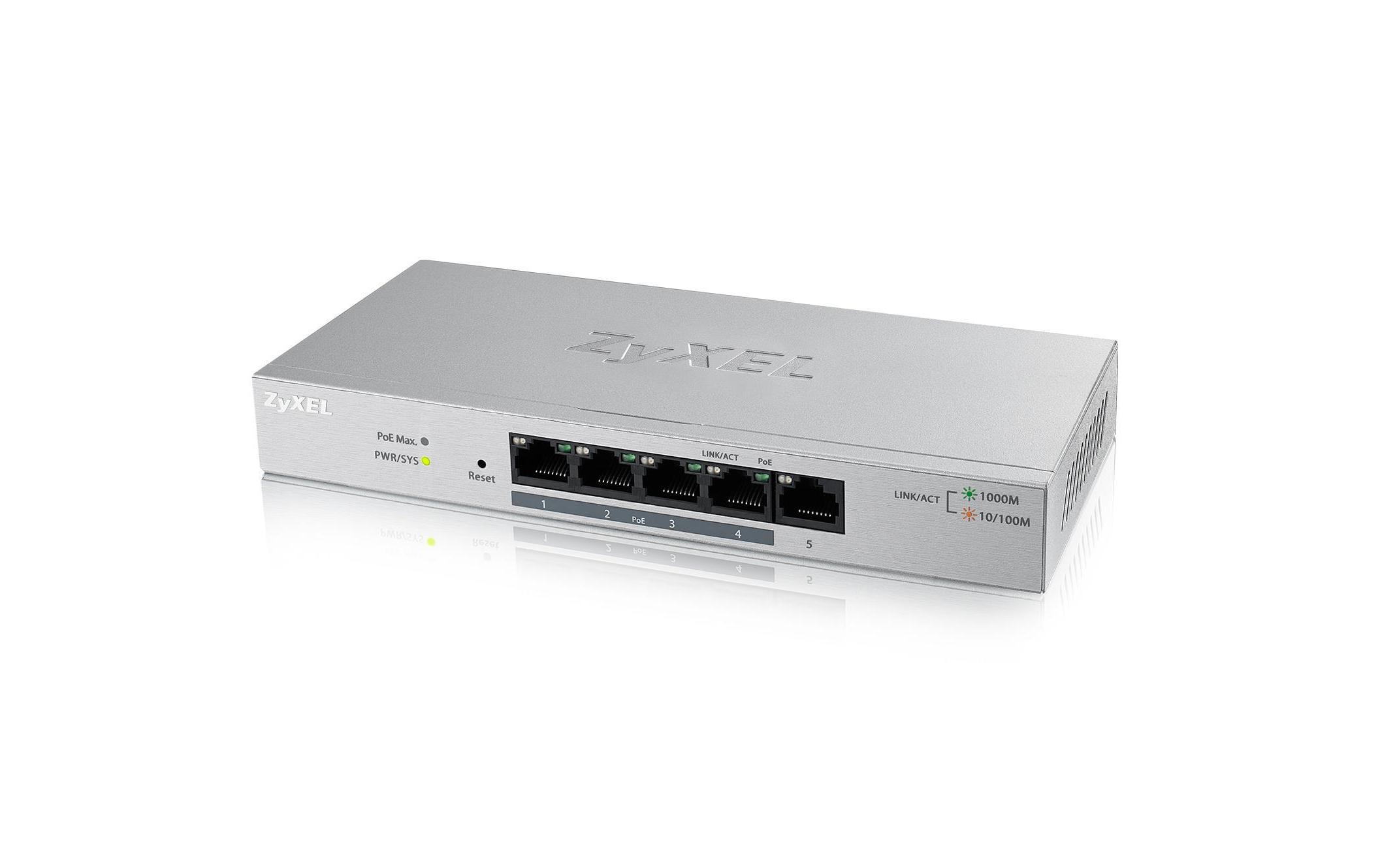 PoE+ Switch GS1200-5HPv2 5 PortWeb-Managed Gigabit-Switch