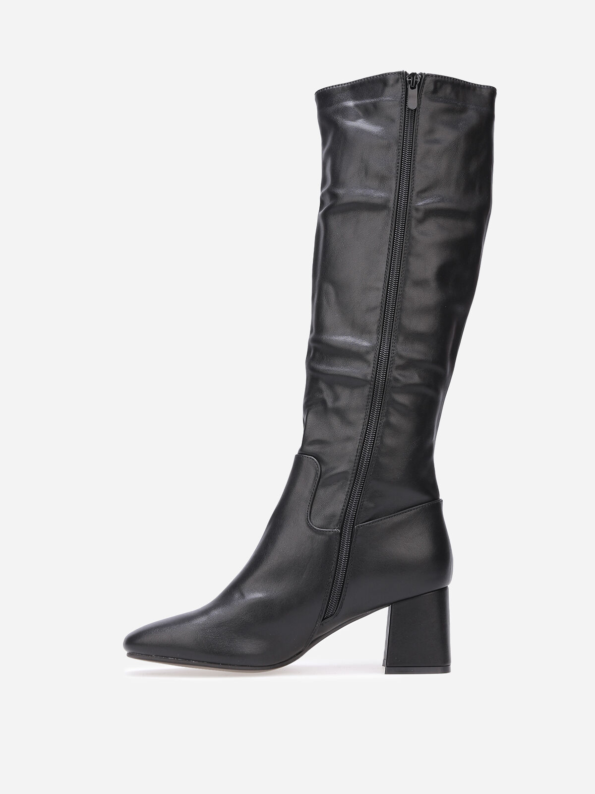 Bottes plissées à bout carré- Noir