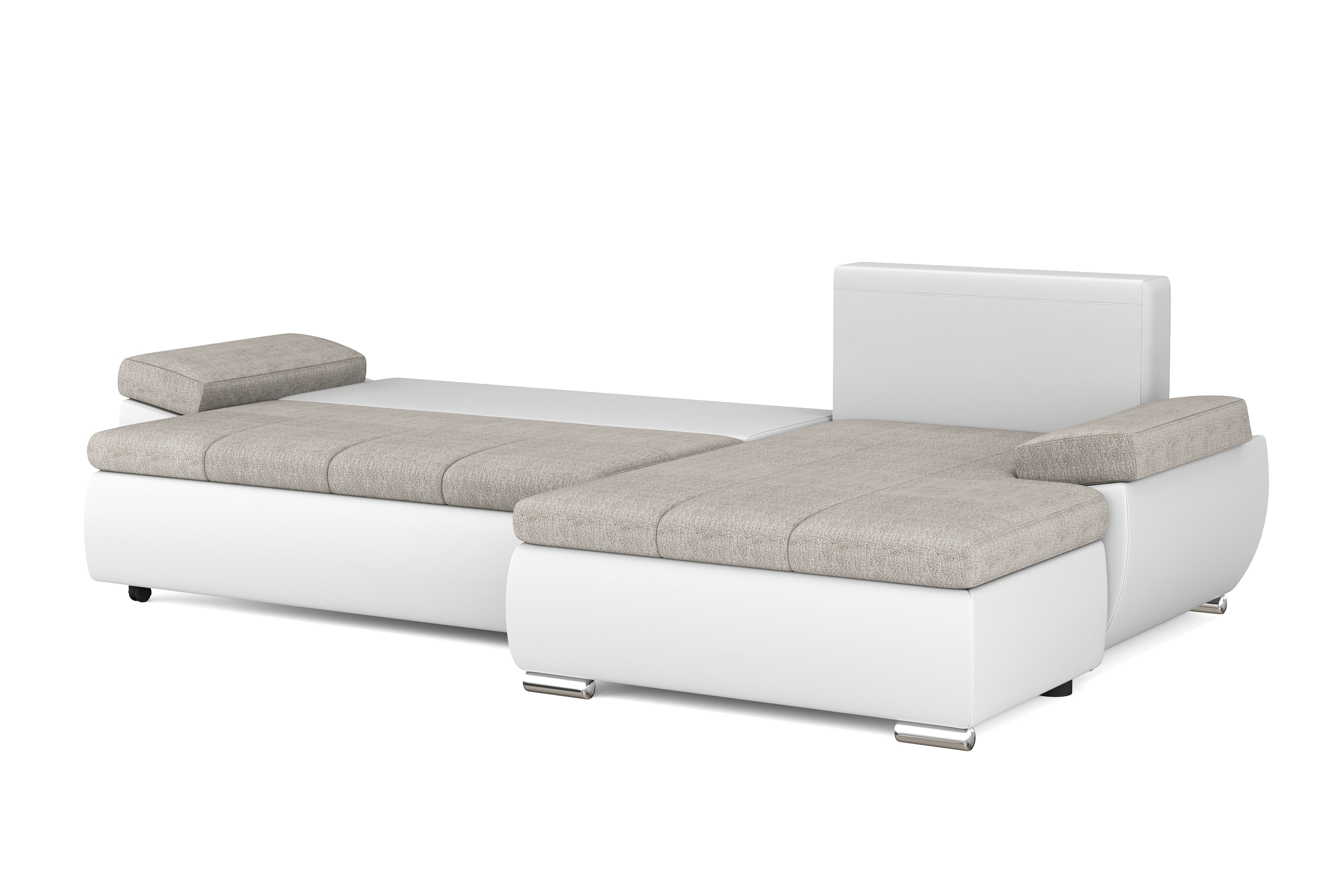 Ecksofa mit Schlaffunktion KIRA rechts weiss/grau