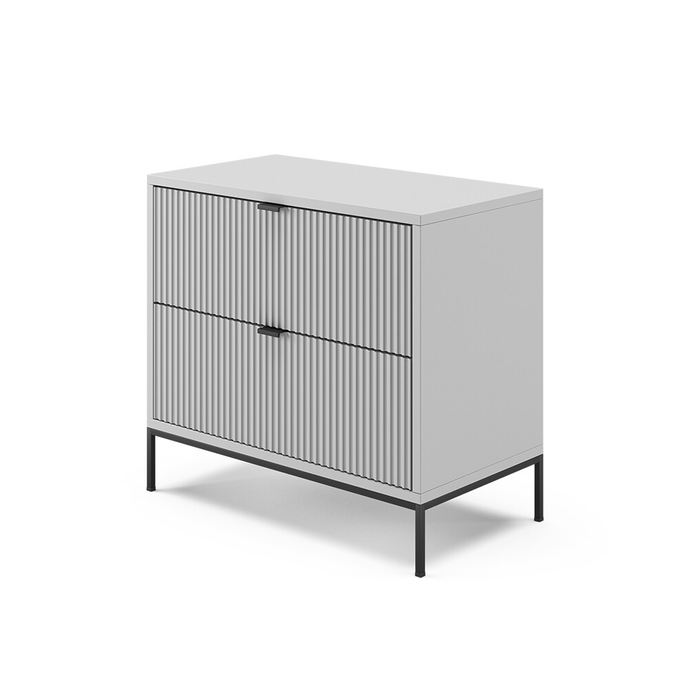 Vicco Nachtkommode Eliza, Grau 66 x 36 cm, Nachttisch mit 2 Schubladen, modern