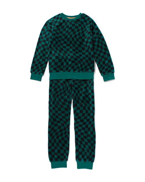 pyjama à carreaux en polaire pour enfant vert