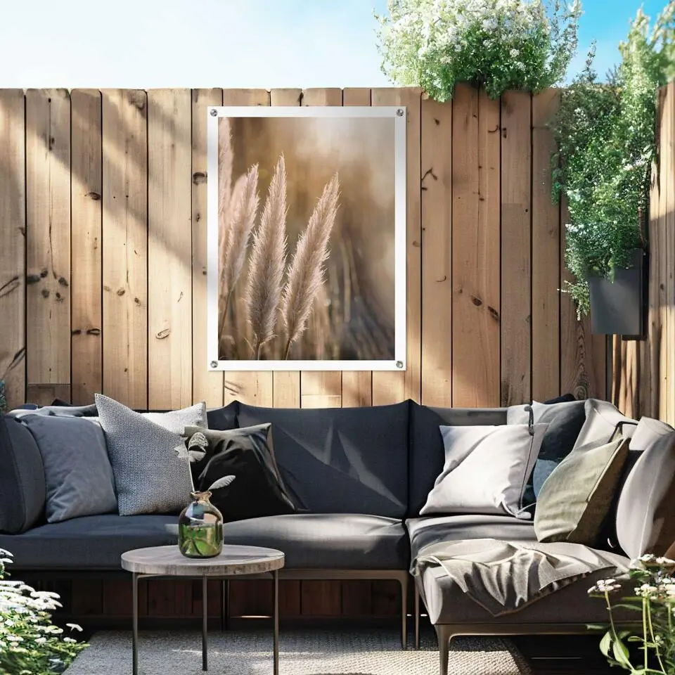 Tuinposter Pampas - 80x60cm - Beige