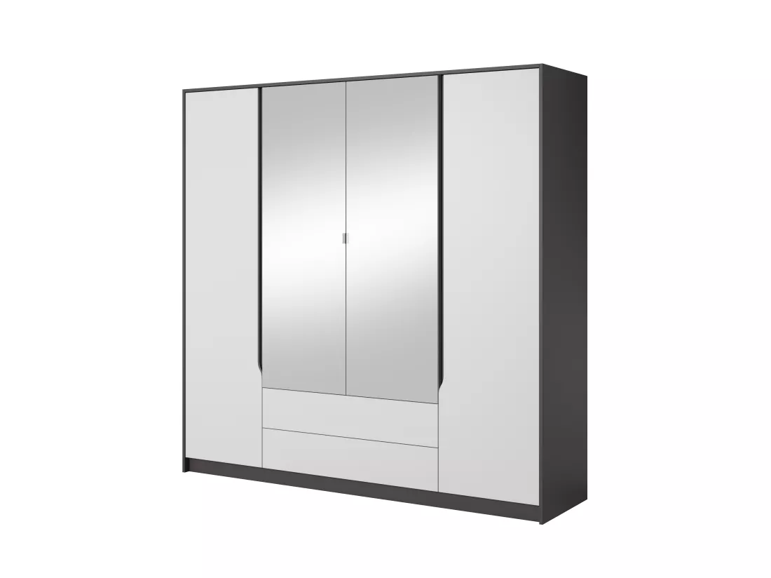 Armoire à portes battantes SEGA 200x57x202 Blanc & Gris